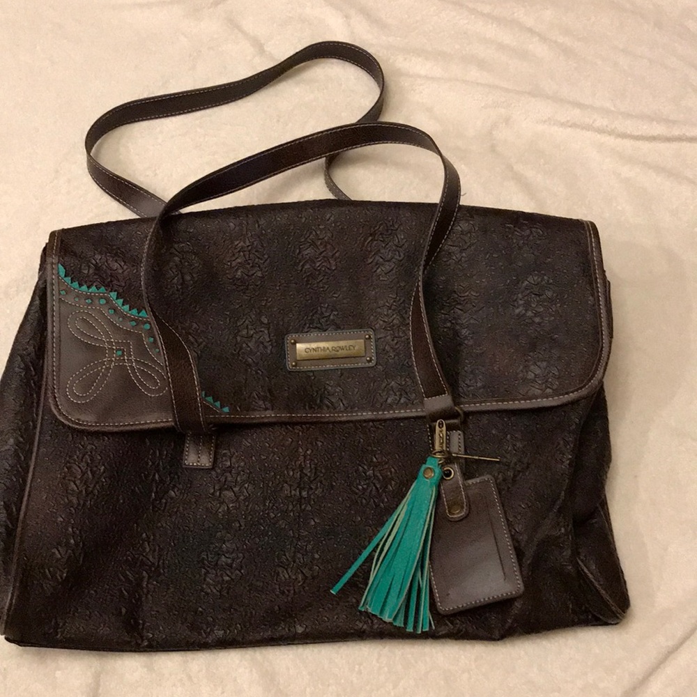 Cynthia Rowley brown carry on bag